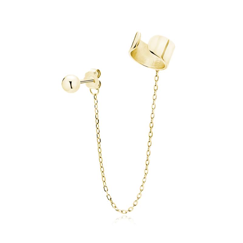 Cercel argint placat cu aur galben cu lantisor si ear cuff DiAmanti Z1991EUG-DIA (Argint 925‰ 1,3 g.)